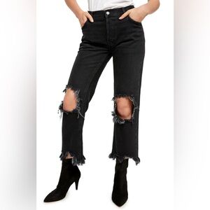 We the Free Maggie Mid-Rise Distressed Straight Leg Jeans